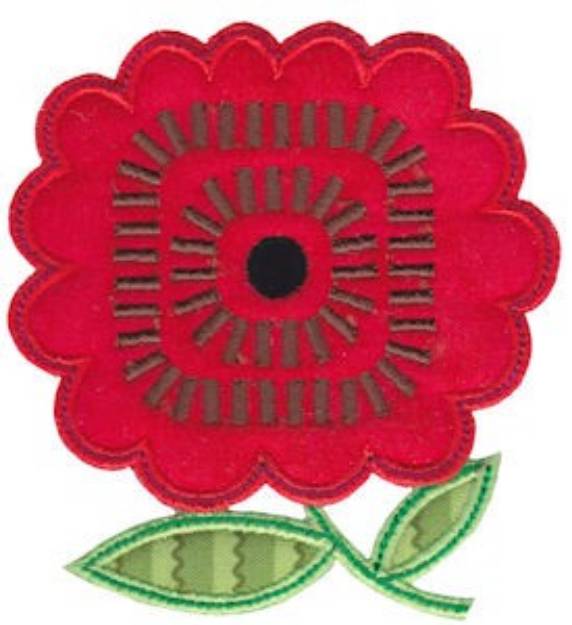 Picture of Spring Applique Red Flower Machine Embroidery Design