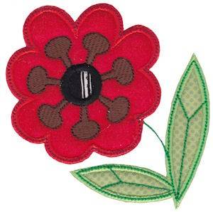 Picture of Spring Applique Red Flower Machine Embroidery Design