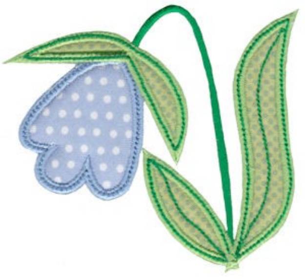 Picture of Spring Applique Blue Tulip Machine Embroidery Design