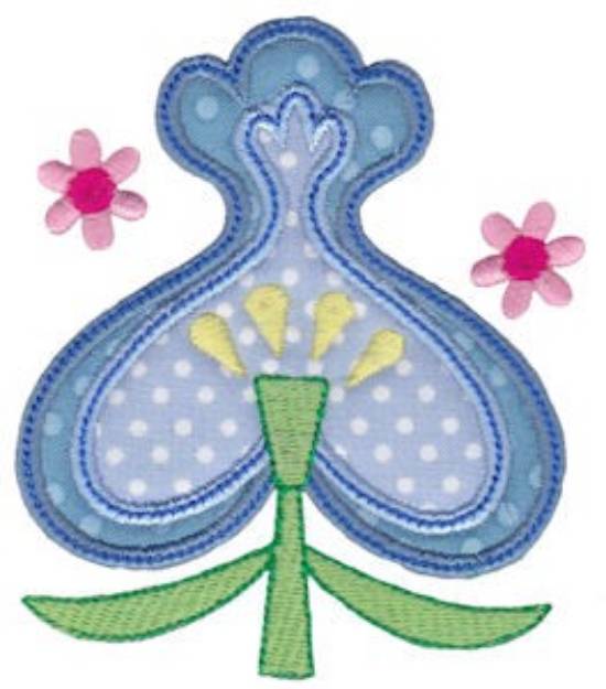 Picture of Spring Applique Blue Flower Machine Embroidery Design