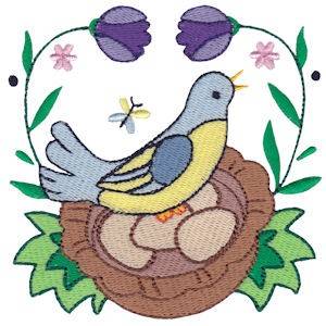Picture of Easter Delights Blue Bird Machine Embroidery Design