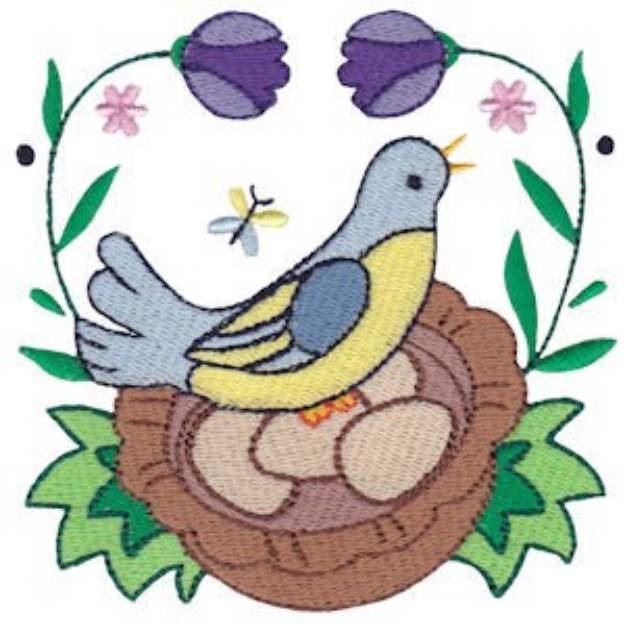 Picture of Easter Delights Blue Bird Machine Embroidery Design