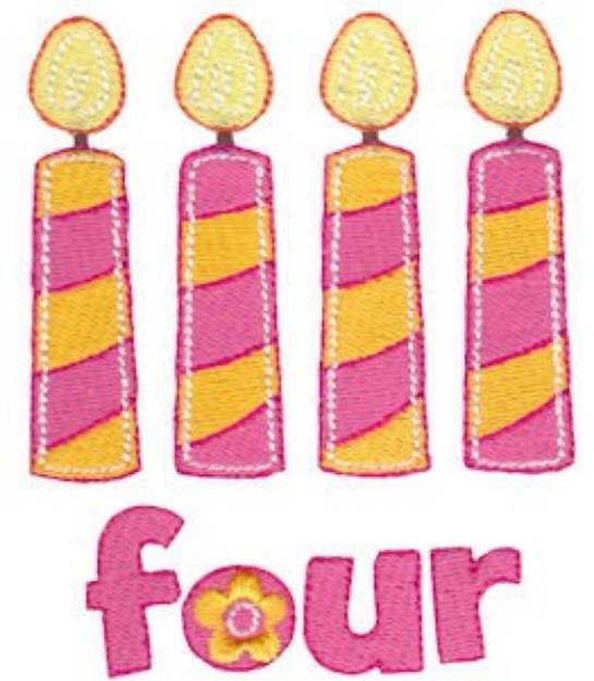 Picture of Birthday Girl Four Candles Machine Embroidery Design