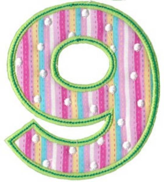 Picture of Birthday Girl Applique Nine Machine Embroidery Design
