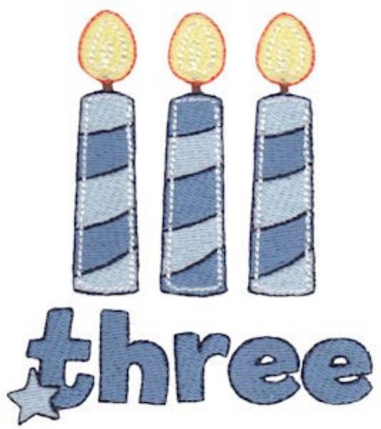 Picture of Birthday Boy Three Candles Machine Embroidery Design