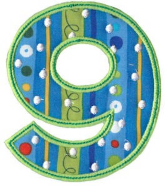 Picture of Birthday Boy Applique Nine Machine Embroidery Design