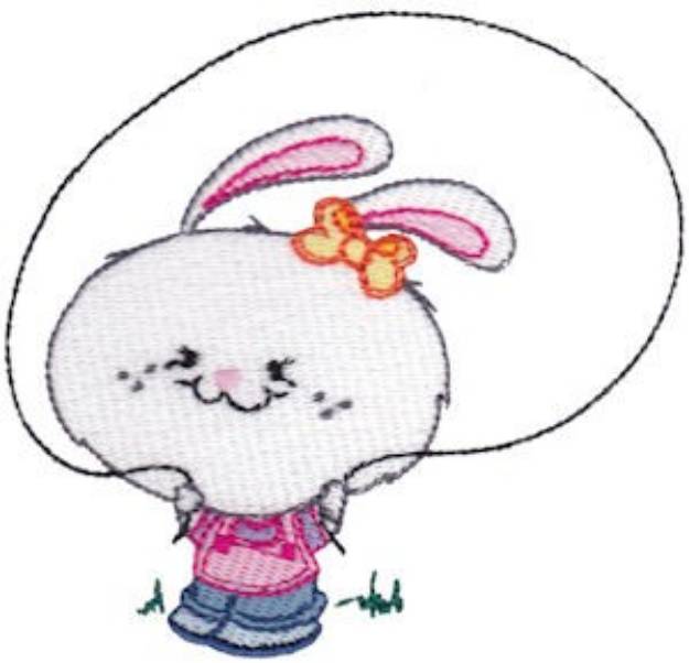 Picture of School Critter Girl Bunny Machine Embroidery Design