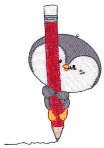 Picture of School Critter Penguin Machine Embroidery Design
