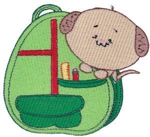 Picture of School Critter Puppy Backpack Machine Embroidery Design