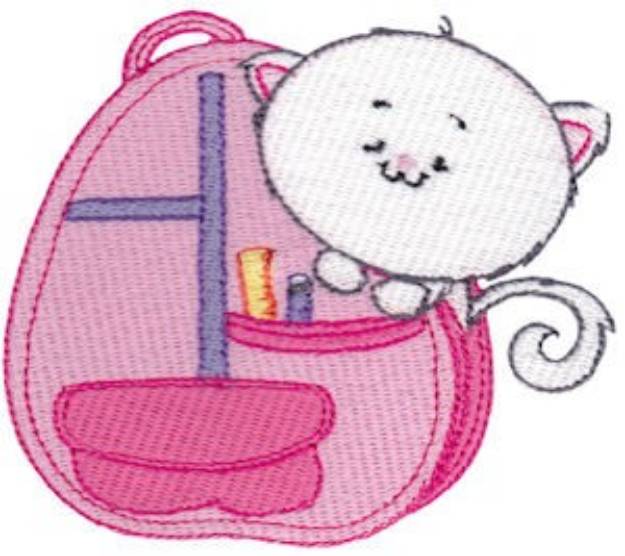 Picture of School Critter Kitten Backpack Machine Embroidery Design