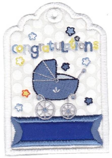 Picture of Congratulations Baby Gift Tag Applique Machine Embroidery Design