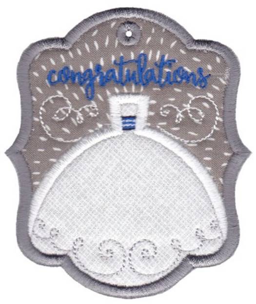 Picture of Congratulations Wedding Gift Tag Applique Machine Embroidery Design