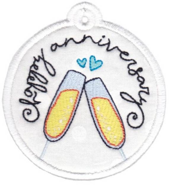 Picture of Happy Anniversary Gift Tag Applique Machine Embroidery Design