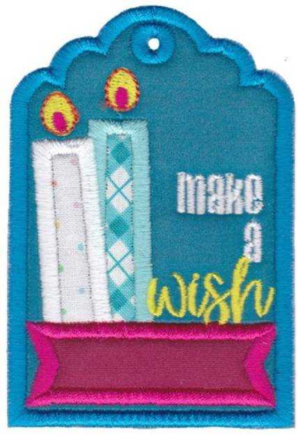 Picture of Candles Wish Gift Tag Applique Machine Embroidery Design