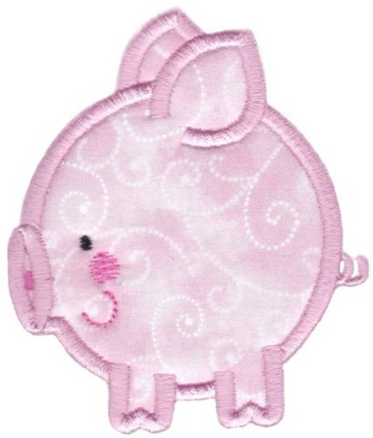 Picture of Round Pig Animal Applique Machine Embroidery Design