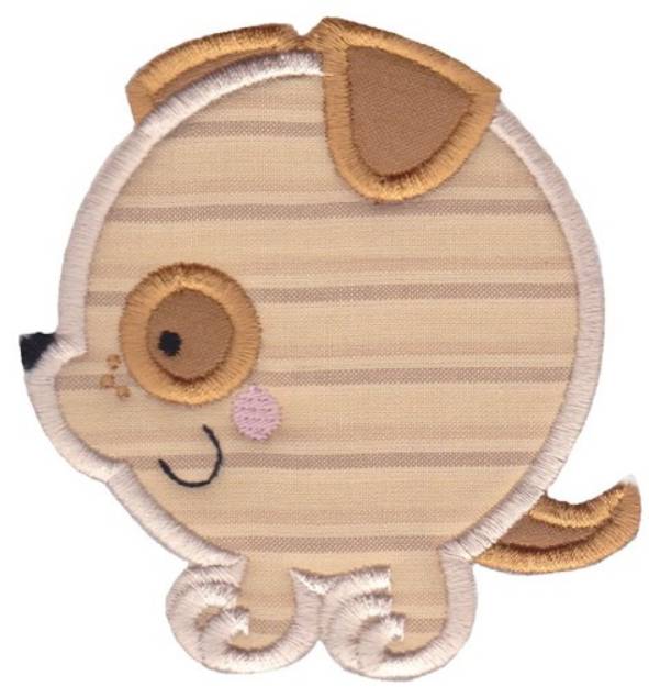 Picture of Round Pup Animal Applique Machine Embroidery Design