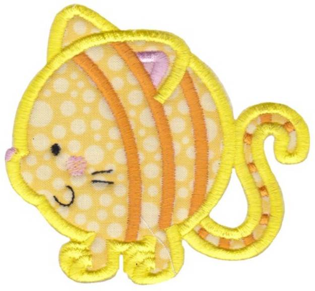Picture of Round Cat Animal Applique Machine Embroidery Design