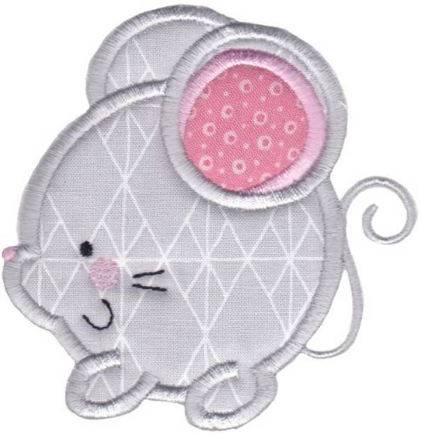 Picture of Round Mouse Animal Applique Machine Embroidery Design