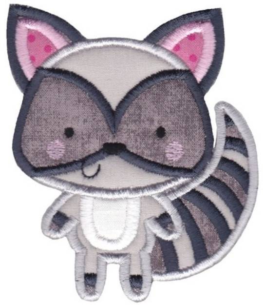 Picture of Boxy Forest Animals Applique Raccoon Machine Embroidery Design