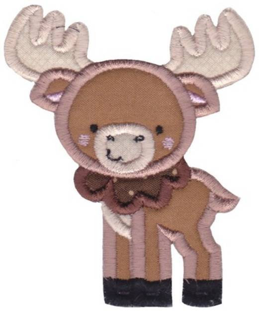 Picture of Boxy Forest Animals Applique Moose Machine Embroidery Design
