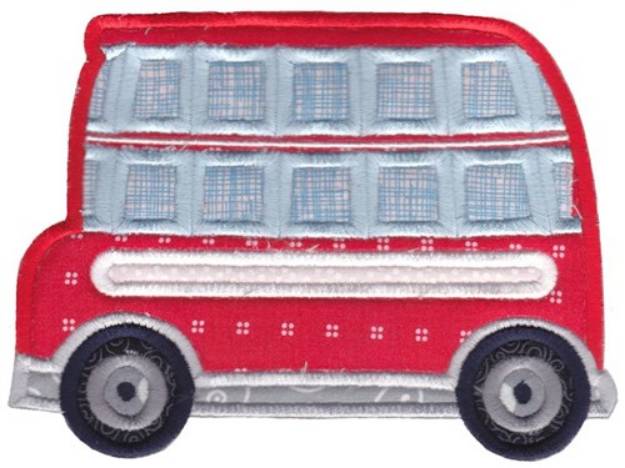 Picture of Lets Go Double Decker Bus Applique Machine Embroidery Design