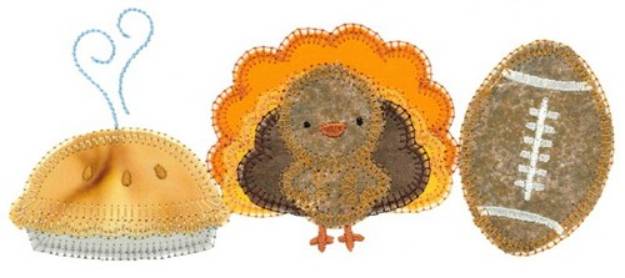 Picture of Thanksgiving Trio Applique Machine Embroidery Design