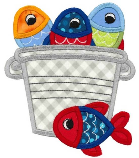 Picture of Bucket Of Fish Applique Machine Embroidery Design