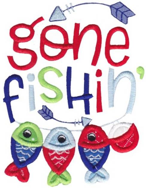 Picture of Gone Fishing Applique Machine Embroidery Design