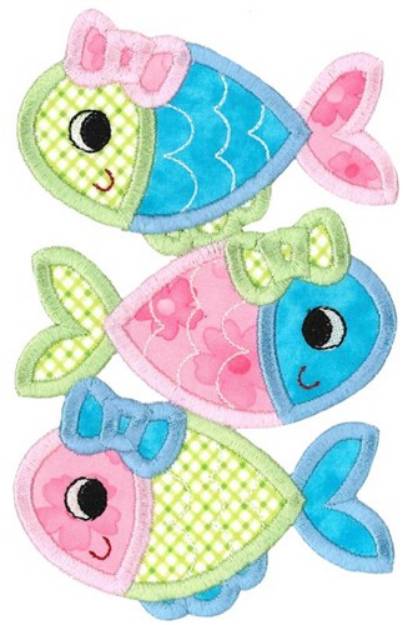 Picture of Girl Fish Applique Machine Embroidery Design
