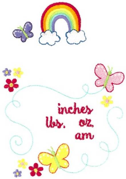 Picture of Rainbow Birth Announcement AM Machine Embroidery Design