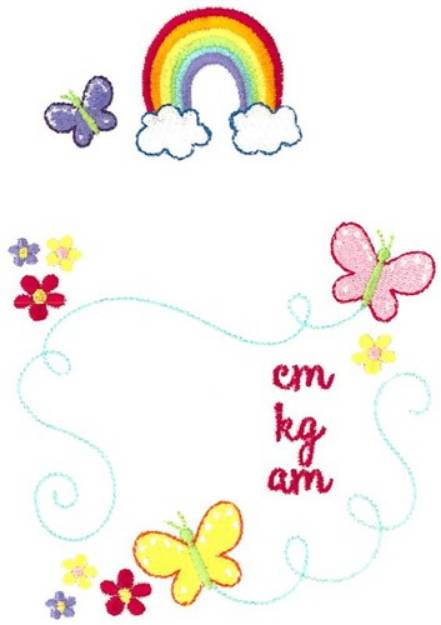 Picture of Rainbow Birth Announcement Metric AM Machine Embroidery Design