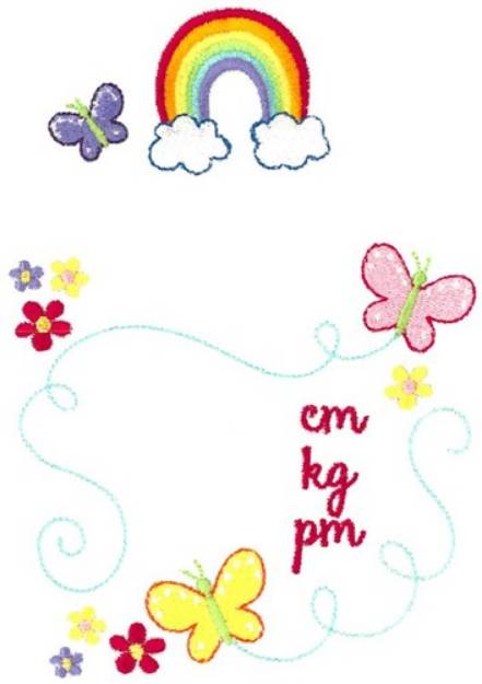 Picture of Rainbow Birth Announcement Metric PM Machine Embroidery Design