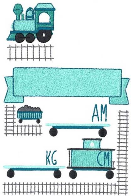 Picture of Train Birth Announcement Metric AM Machine Embroidery Design