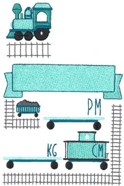 Picture of Train Birth Announcement Metric PM Machine Embroidery Design