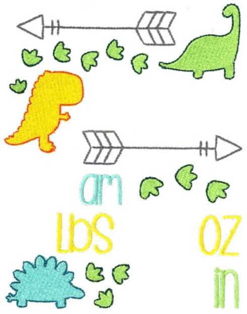 Picture of Dinosaur Birth Announcement AM Machine Embroidery Design
