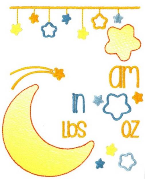 Picture of Moon Birth Announcement AM Machine Embroidery Design