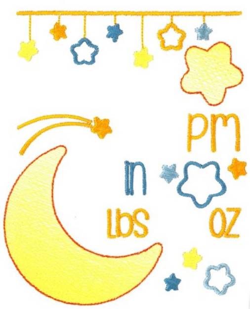 Picture of Moon Birth Announcement PM Machine Embroidery Design