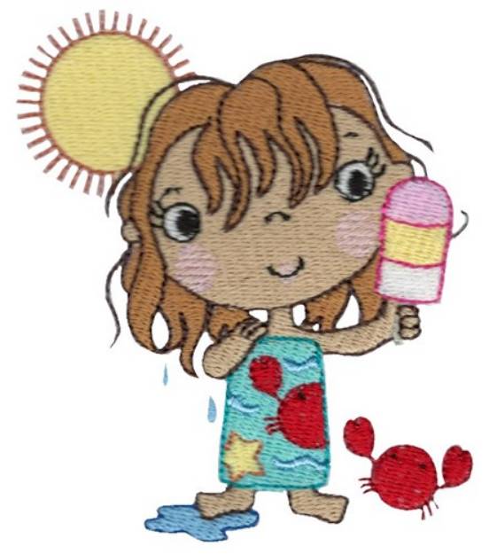 Picture of Girl With Popsicle Machine Embroidery Design