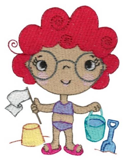 Picture of Girl On Beach Machine Embroidery Design