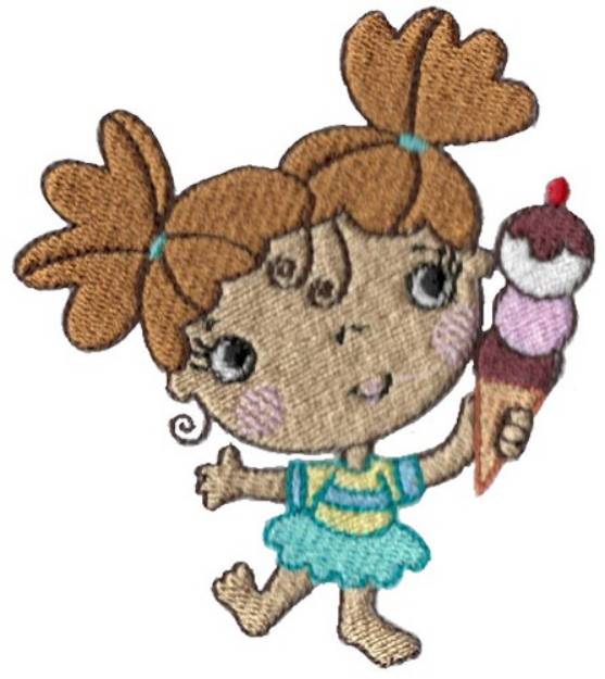 Picture of Girl With Ice Cream Machine Embroidery Design