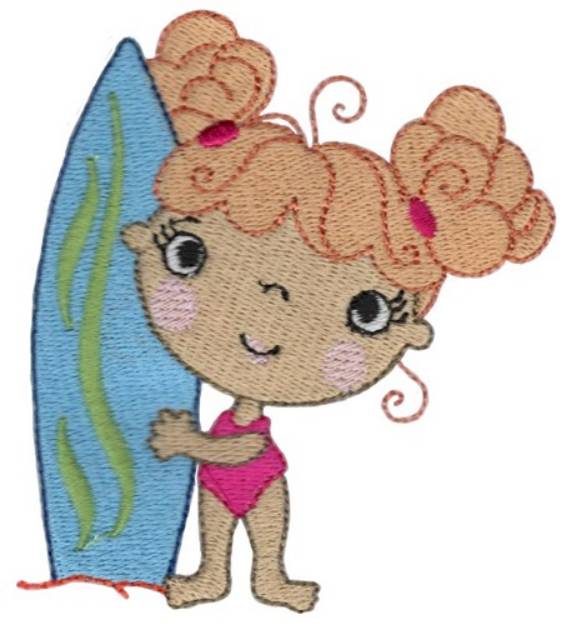 Picture of Girl With Surfboard Machine Embroidery Design