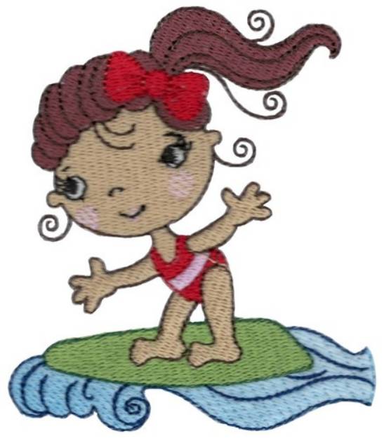 Picture of Girl Surfing Machine Embroidery Design