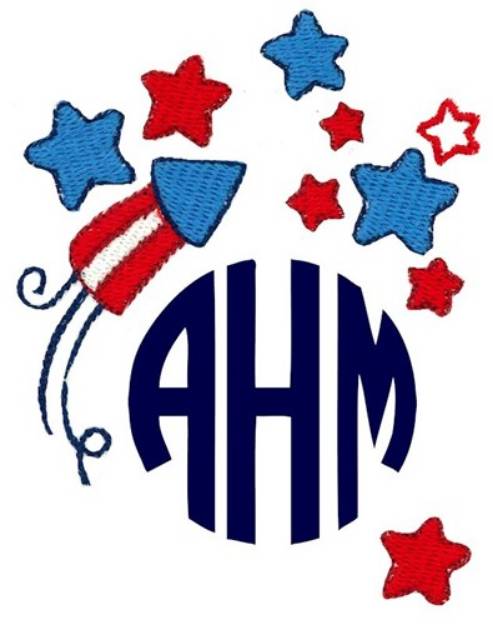 Picture of Fourth Of July Monogram Topper Machine Embroidery Design