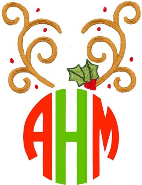 Picture of Reindeer Antlers Monogram Topper Machine Embroidery Design