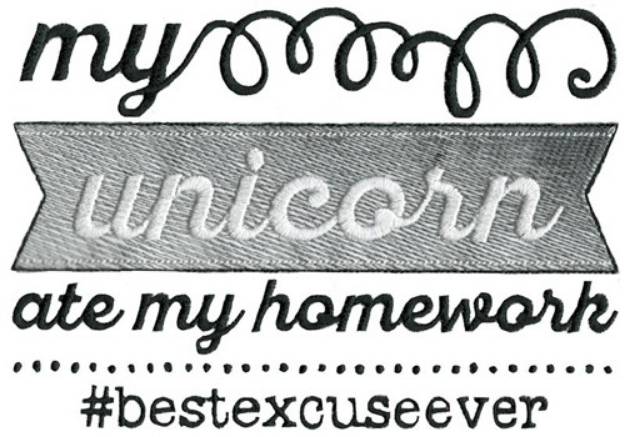 Picture of Unicorn Ate Homework Machine Embroidery Design