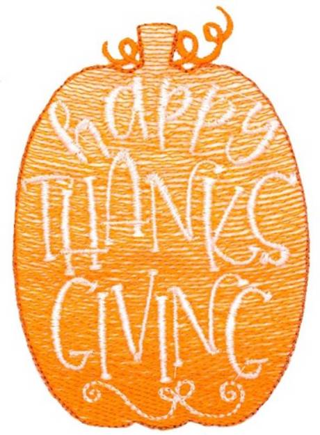 Picture of Happy Thanksgiving Pumpkin Machine Embroidery Design