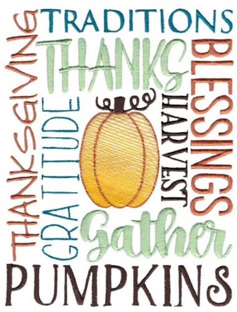 Picture of Thanksgiving Subway Art Machine Embroidery Design