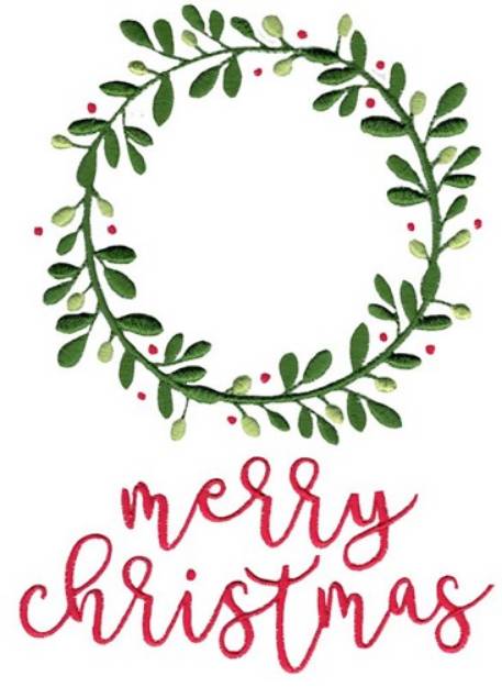 Picture of Merry Christmas Wreath Machine Embroidery Design
