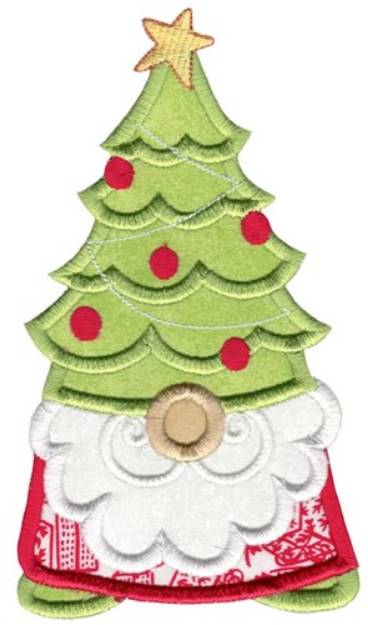 Picture of Christmas Tree Gnome Applique Machine Embroidery Design