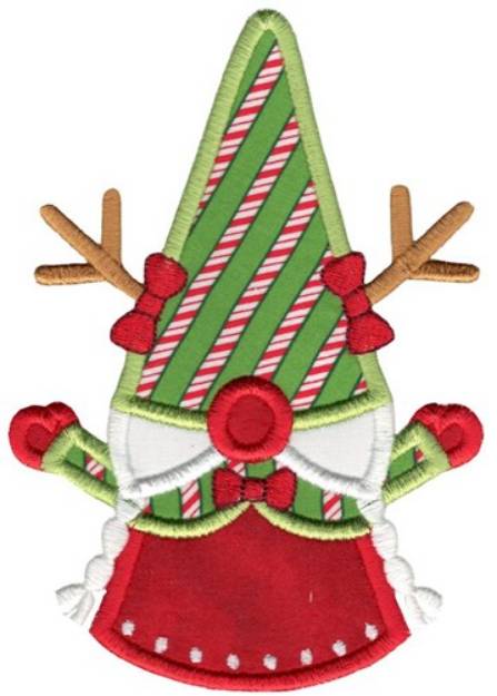 Picture of Girl Reindeer Gnome Applique Machine Embroidery Design